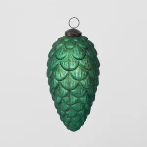 Antiqued Glass Pinecone Decoration Green Large by Vixen & Velvet, a Christmas for sale on Style Sourcebook