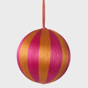 Silk Stripe Bauble Medium Pink & Orange by Vixen & Velvet, a Christmas for sale on Style Sourcebook
