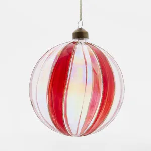 Scarlet Glass Striped Glass Bauble Red by Vixen & Velvet, a Christmas for sale on Style Sourcebook