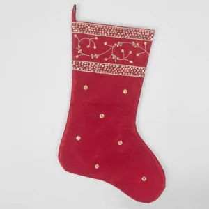 Silk Meander Stocking Red by Vixen & Velvet, a Christmas for sale on Style Sourcebook