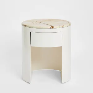 Sable Bedside Matt Brown Vein Marble/High Gloss by MRD Home, a Bedside Tables for sale on Style Sourcebook