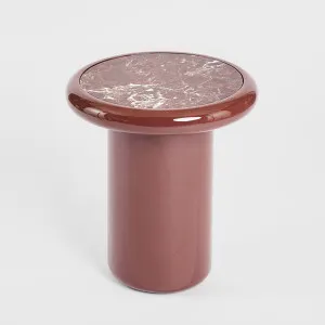 Nobo Side Table Matt Red Vein Marble/High Gloss by MRD Home, a Coffee Table for sale on Style Sourcebook
