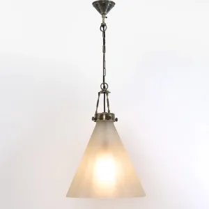 Gadsden Ceiling Pendant Large Silver with Frosted Glass by Emac & Lawton, a Pendant Lighting for sale on Style Sourcebook