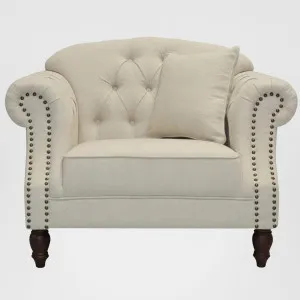 Vaucluse Buttoned Armchair Beige by OneWorld Collection, a Chairs for sale on Style Sourcebook