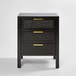 Santorini Bedside 3 Drawers Black by OneWorld Collection, a Bedside Tables for sale on Style Sourcebook