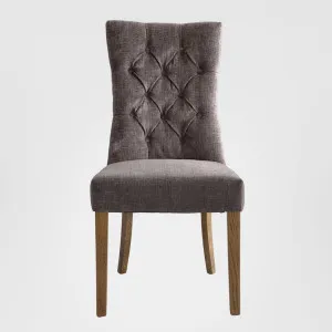 Diana Buttoned Hamptons Dining Chair Silver Grey Linen Blend by OneWorld Collection, a Dining Chairs for sale on Style Sourcebook