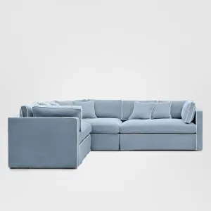 Marbella Modular Sofa Beach W/White Piping - Left Facing by OneWorld Collection, a Sofas for sale on Style Sourcebook