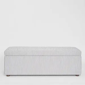 Newport Storage Ottoman White & Blue Pin Stripe by OneWorld Collection, a Ottomans for sale on Style Sourcebook