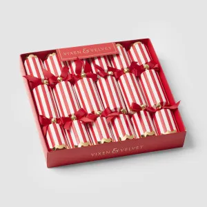 Candy Cane Red Stripe Crackers â Box of 6 by Vixen & Velvet, a Christmas for sale on Style Sourcebook