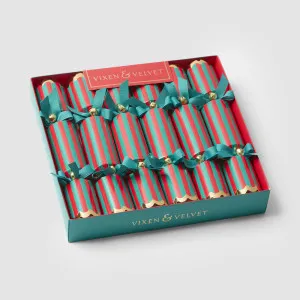 Noel Stripe Emerald Crackers â Box of 6 by Vixen & Velvet, a Christmas for sale on Style Sourcebook