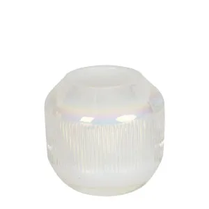 Pearl Stripe Glass Tealight Holder White by Florabelle Living, a Candle Holders for sale on Style Sourcebook