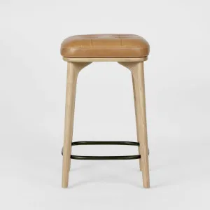 Carlton Leather Counter Stool Tan by Florabelle Living, a Bar Stools for sale on Style Sourcebook