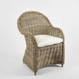 Long Island Wicker ArmChair with Cushion - Outdoor Under-Cover by Florabelle Living, a Chairs for sale on Style Sourcebook