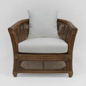 Cayman Armchair Rattan Cream Cushion by OneWorld Collection, a Chairs for sale on Style Sourcebook