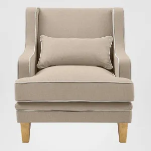 Bondi Hamptons Armchair Natural W/ White Piping by OneWorld Collection, a Chairs for sale on Style Sourcebook