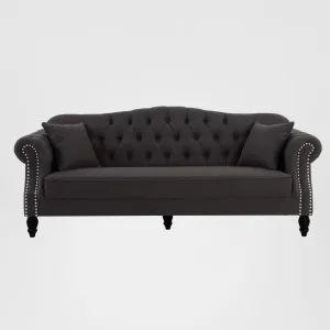 Vaucluse Buttoned 3 Seat Sofa Charcoal W/ Studs by OneWorld Collection, a Sofas for sale on Style Sourcebook