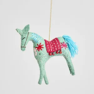 Paso Felt Horse Hanging Decoration Blue by Vixen & Velvet, a Christmas for sale on Style Sourcebook