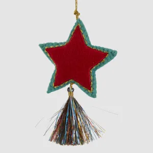 Shasa Tasselled Star Decoration Red Multi by Vixen & Velvet, a Christmas for sale on Style Sourcebook