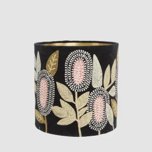 Velvet Drum Shade - Banksia - Black Multi Medium by Ruby Star, a Lamp Shades for sale on Style Sourcebook