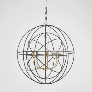 Large Black & Brass Iron Orb Pendant by OneWorld Collection, a Pendant Lighting for sale on Style Sourcebook