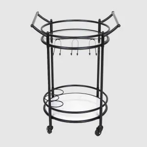 Round Marble Shelf Bar Cart Black by OneWorld Collection, a Sideboards, Buffets & Trolleys for sale on Style Sourcebook