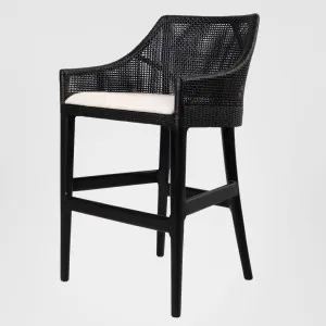 Charlotte Rattan Counter Stool Black by OneWorld Collection, a Bar Stools for sale on Style Sourcebook