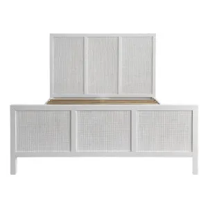 Santorini Hamptons Timber/Rattan Queen Bed White by OneWorld Collection, a Bed Heads for sale on Style Sourcebook