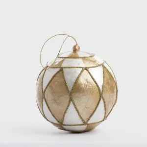 Diamond Hand Painted Capiz Bauble Gold by Vixen & Velvet, a Christmas for sale on Style Sourcebook