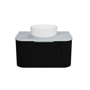 Santos Vanity 750mm Centre WG Basin SilkSurface AC Top Wall hung, Black Satin by Timberline, a Vanities for sale on Style Sourcebook