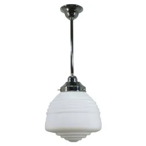 Domec Opal Matte on Rod Set 1/2'' x 1/2m, Chrome by Lighting Inspirations, a Pendant Lighting for sale on Style Sourcebook