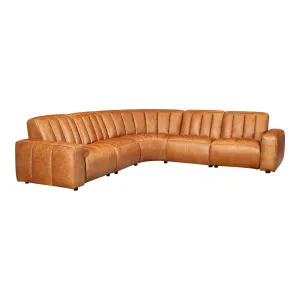 Lomond 5 Seat Corner Leather Sofa with 4 Electric Recliners, Caramel by Schots, a Sofas for sale on Style Sourcebook