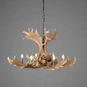Cyrus 6 Light Resin Antler Changelier, Natural by Schots, a Chandeliers for sale on Style Sourcebook