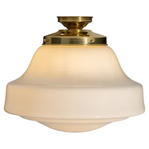 Lincoln Schoolhouse Opal Gloss Glass Batten Fix, Polished Brass by Lighting Inspirations, a Pendant Lighting for sale on Style Sourcebook