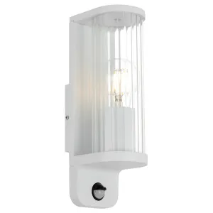 Telbix Thirlo Ribbed Glass Sensor Outdoor Wall Light - White by Telbix, a Wall Lighting for sale on Style Sourcebook