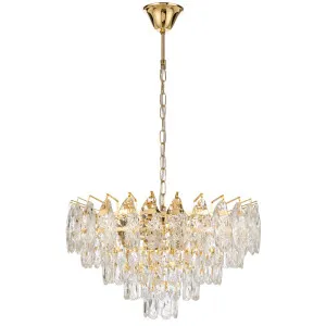 Telbix Doreza Modern Luxe 7 Light Crystal Pendant - Gold by Telbix, a Chandeliers for sale on Style Sourcebook