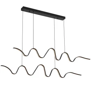 Telbix Oselia 1500mm Sculptural Wave LED Linear Pendant - Black by Telbix, a Lighting for sale on Style Sourcebook
