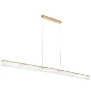 Telbix Voluto 1720mm Ribbed Glass LED Linear Pendant - Gold by Telbix, a Lighting for sale on Style Sourcebook