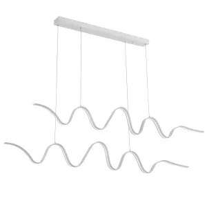 Telbix Oselia 1500mm Sculptural Wave LED Linear Pendant - White by Telbix, a Lighting for sale on Style Sourcebook