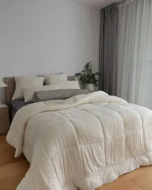Bright Off-White Single Snuggle Fleece Comforter Set (Factory Second) by null, a Quilts & Bedspreads for sale on Style Sourcebook
