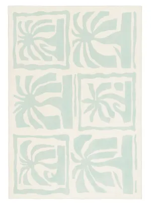 Cindy Blue Waves and Palms Washable Rug by Miss Amara, a Kids Rugs for sale on Style Sourcebook