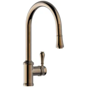 Armando Vicario Provincial Pull Out Kitchen Mixer Tap Natural Brass 400674NBR-LF by Armando Vicario, a Kitchen Taps & Mixers for sale on Style Sourcebook