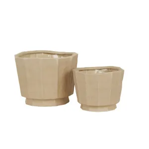 Hanson Rocky Tapered Set of 2 Planters - Sandstone by GlobeWest, a Statues & Ornaments for sale on Style Sourcebook