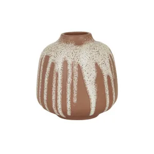 Hanson Asha Drip Round Small Vase - Clay by GlobeWest, a Statues & Ornaments for sale on Style Sourcebook
