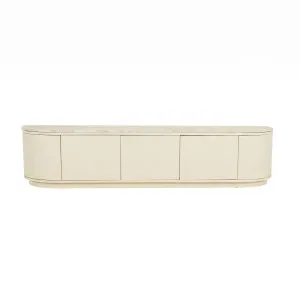 Oberon Crescent Marble Entertainment Unit - Natural Travertine - Shell by GlobeWest, a Entertainment Units & TV Stands for sale on Style Sourcebook