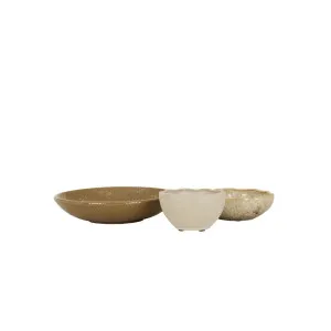 Hanson Eden Set of 3 Bowls - Taupe Multi by GlobeWest, a Decorative Plates & Bowls for sale on Style Sourcebook