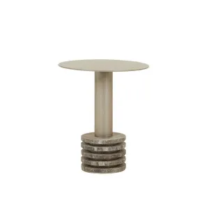 Halo Side Table - Brushed Stainless Steel - Satin Grey Travertine by GlobeWest, a Side Table for sale on Style Sourcebook