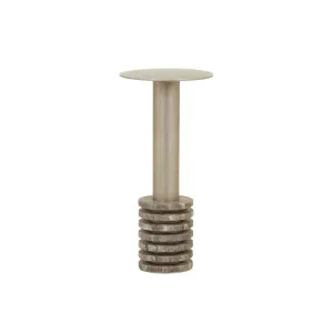 Halo Side Table - Brushed Stainless Steel - Satin Grey Travertine by GlobeWest, a Side Table for sale on Style Sourcebook