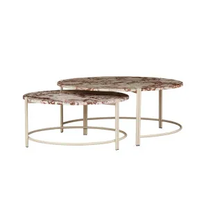 Atlas Twin Nest of 2 Coffee Tables - Satin Calcutta Rosa - Warm Clay by GlobeWest, a Coffee Table for sale on Style Sourcebook