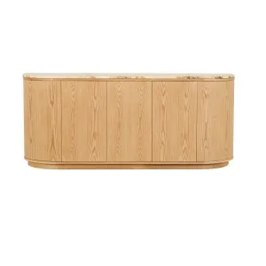 Oberon Crescent Marble Buffet - Satin Onyx Travertine - Natural Ash by GlobeWest, a Sideboards, Buffets & Trolleys for sale on Style Sourcebook