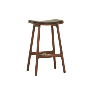 Tolv Odd Upholstered Barstool - Cigar Leather - Espresso Oak by Tolv, a Bar Stools for sale on Style Sourcebook